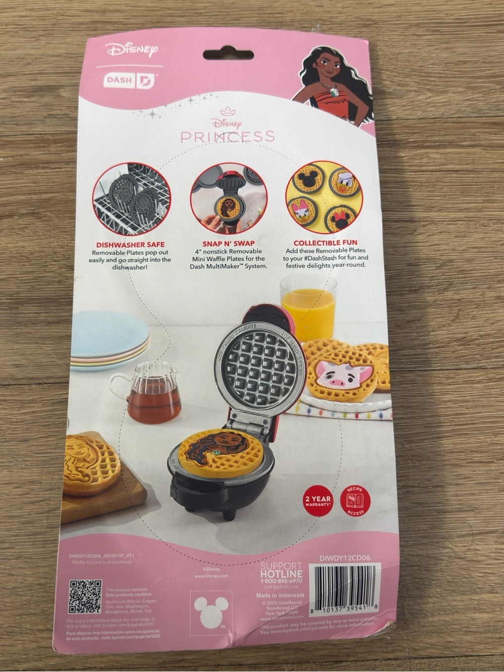 Disney Princess Moana Pink and Black Mini Waffle Maker